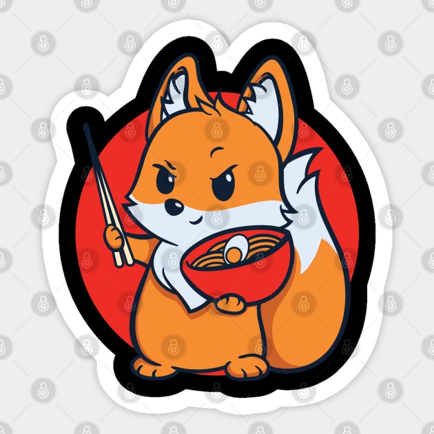 Fox Eating Ramen Sticker by Pixeldsigns